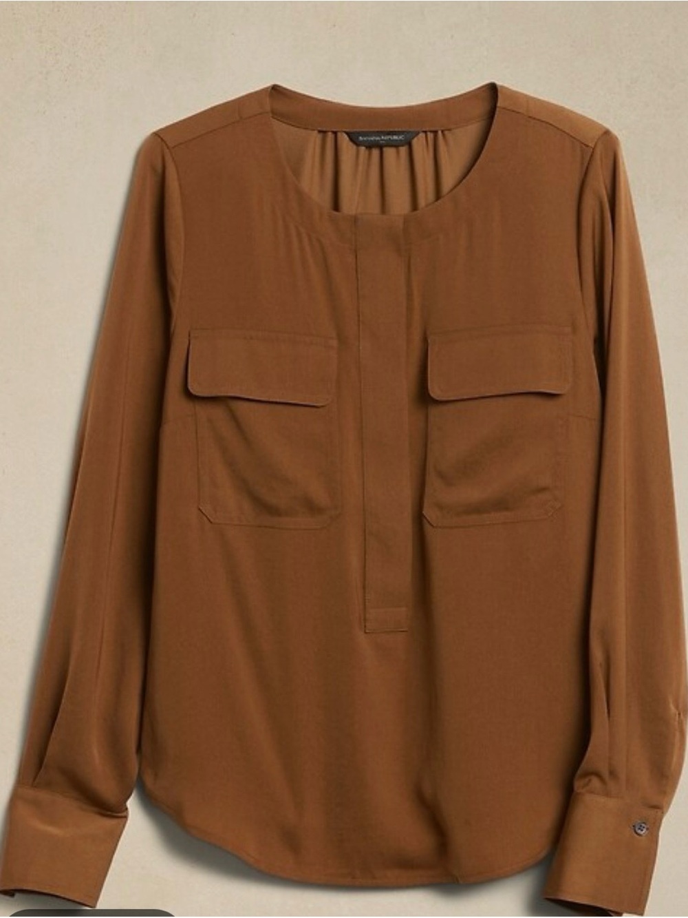 Banana Republic Brown Long-Sleeve Utllty Blouse